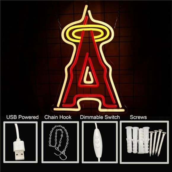 MLB Los Angeles Angels Baseball Neon Sign Room Sports LED Neon Light Man Cave - Picture 5 of 7